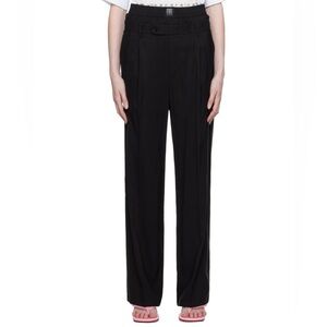 $595 MSGM Italy Black Built In Boxer Logo Wide-Leg Trousers Pants New IT44/US30